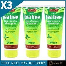Image of 3 x BEAUTY FORMULAS AUSTRALIAN TEA TREE SHAMPOO 200ML VEGAN DEEP CLEANSING NEW