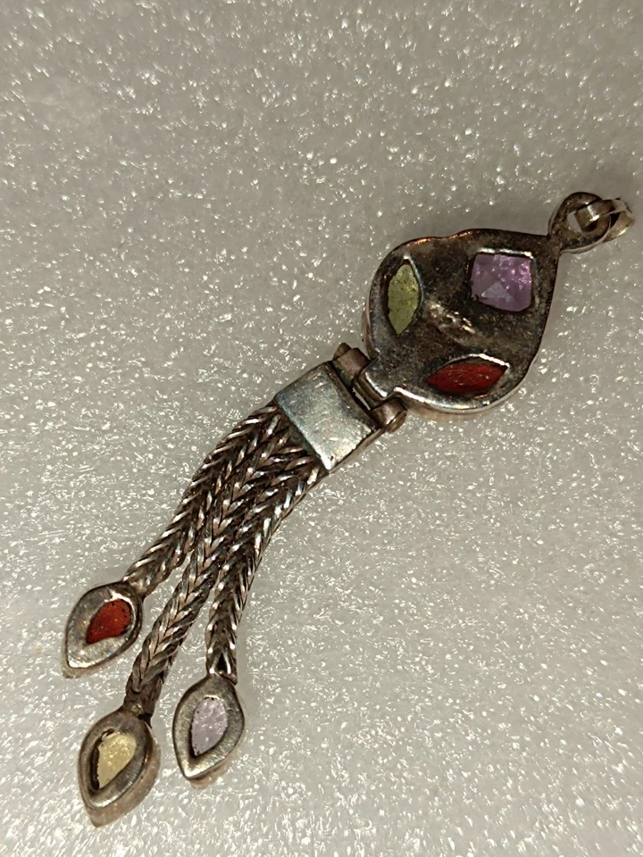 Granat Amethyst Peridot Citrin Anhänger Silber 925er Vintage - Bild 2 von 3