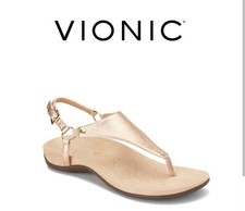 VIONIC " KIRRA" METALLIC GOLD LEATHER PERFORATED SANDALS