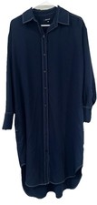 Madewell Shirt Dress Women Small Blue Midi Pockets Long Casual