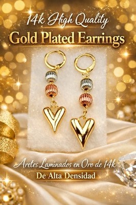tricolor gold plated earrings/ Aretes De 3 Colores Oro Laminado De Buena Calidad