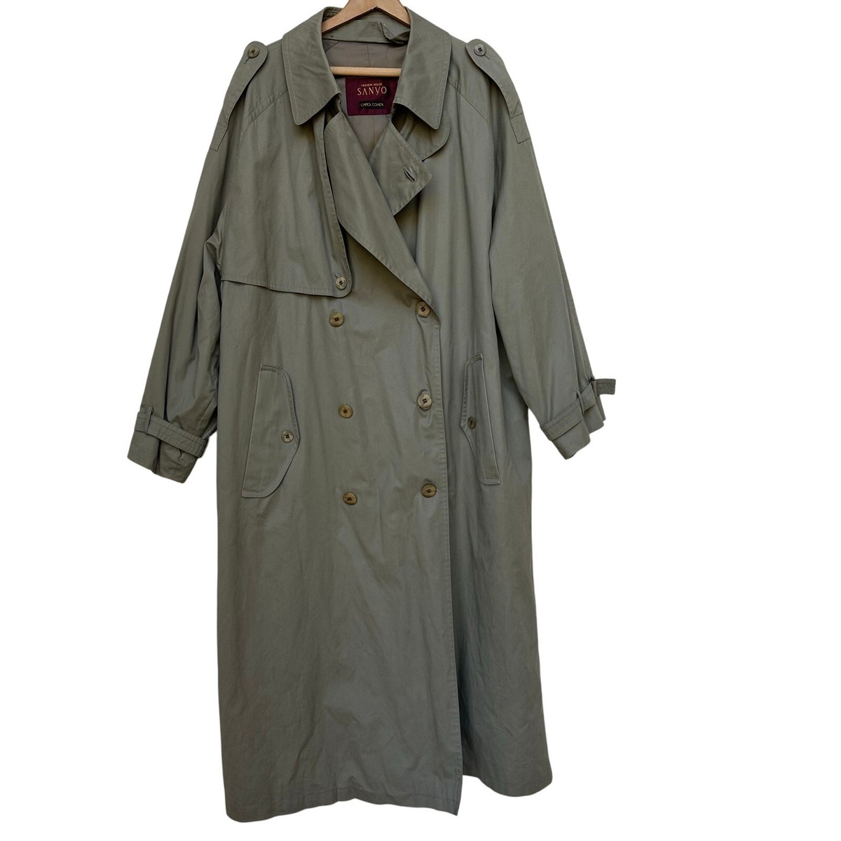 Vintage Sanyo Carol Cohen Made in Japan Khaki Trench Coat Size 42
