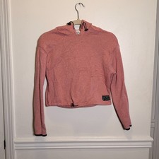 Victoria's Secret PINK XS Pink Cropped Hoodie Funnel Neck Drawstring Pullover