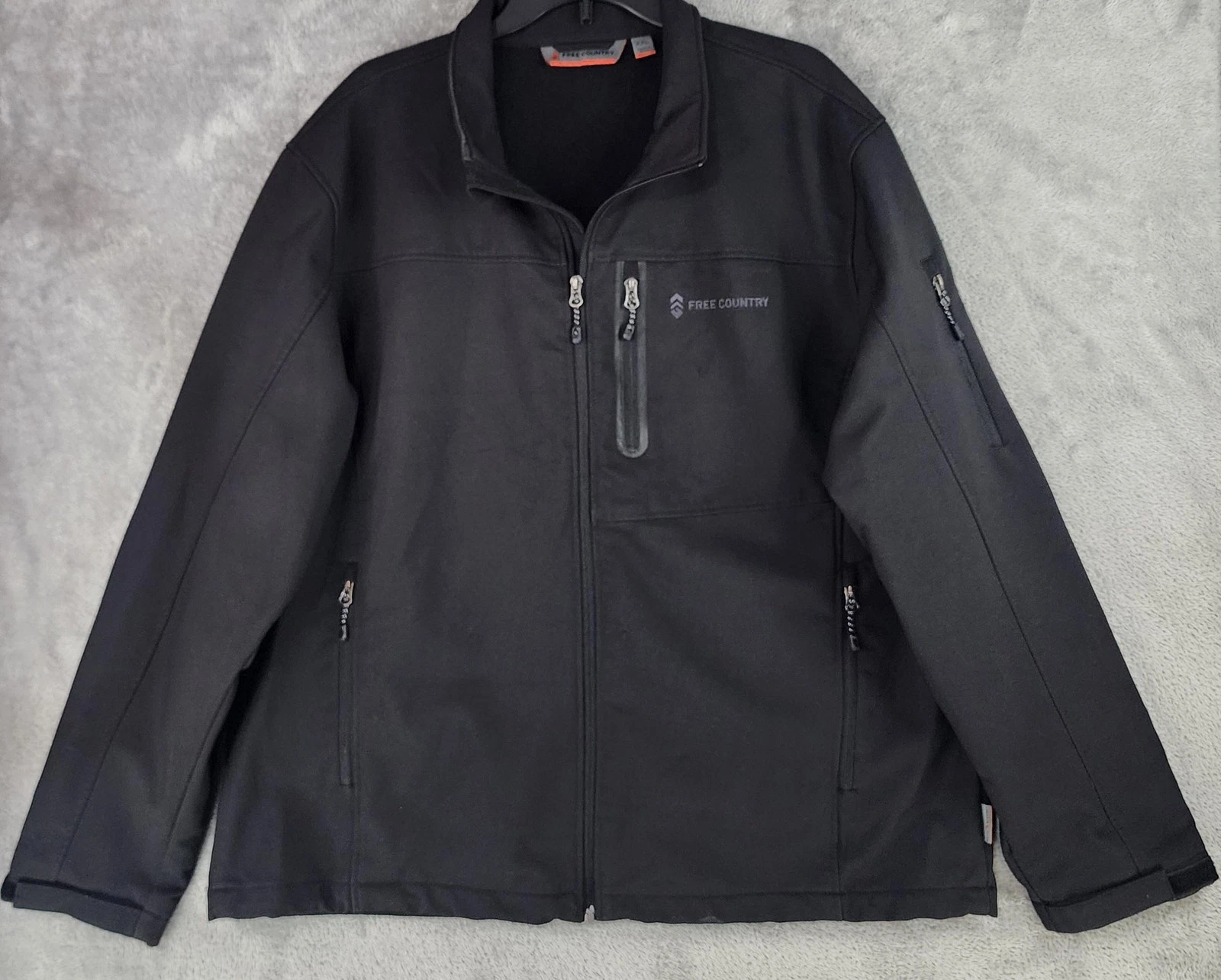 Free Country Jacket Mens XXL Black Softshell Full Zip Fleece Lined Outdoor Dad