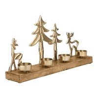 Teelichthalter Rentier Deko Weihnachtsdeko Fensterbank Gold 38X20Cm