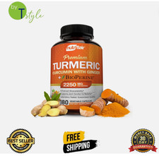 NutriFlair Turmeric Curcumin with Ginger and BioPerine Black Pepper 180 Capsules