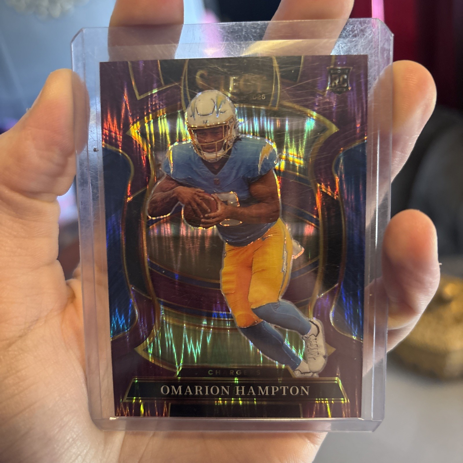 2025 Panini Select  Club Level Omarion Hampton #202 Purple Shock Prizm /699 (RC)