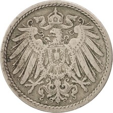 M&uuml;nze, GERMANY - EMPIRE, Wilhelm II, 5 Pfennig, 1901, Berlin, S, Copper-nickel