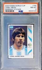 2006 World Cup Germany Soccer Sticker #185 Lionel Messi Argentina PSA 8 NM-MT