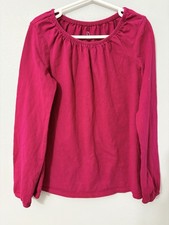 Girls Lands End Top Size Small 7-8 Long Sleeve Deep Red Color