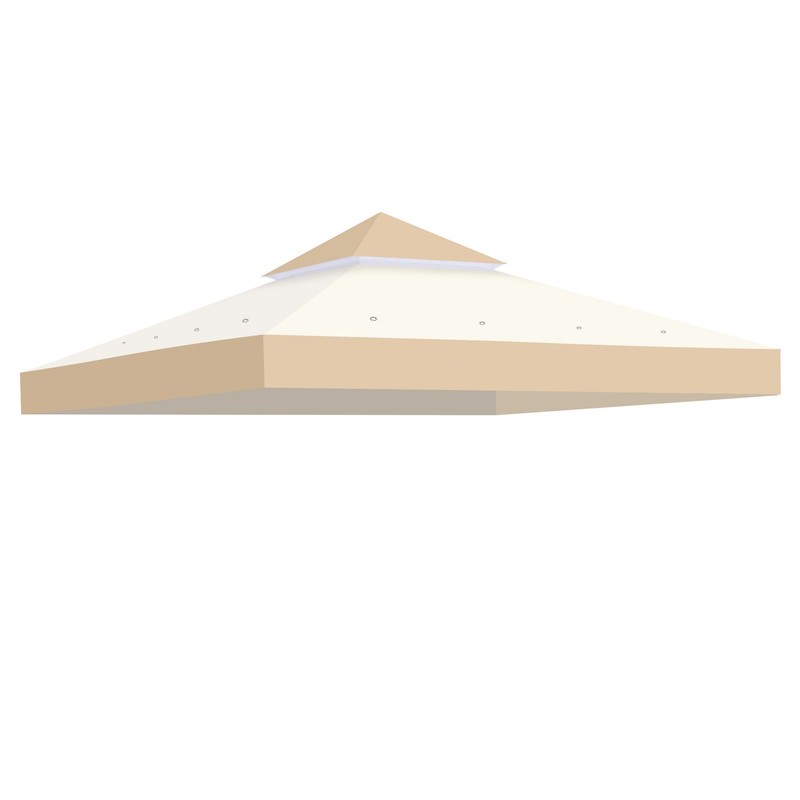 Yescom 8x8Ft 2-Tier Gazebo Top Replacement Outdoor Patio Canopy Cover Sand+Ivory