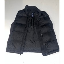 Vintage 2002 GAP Women  s Medium Black Down Puffer Vest Ribbed Sides Y2K