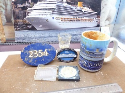 COSTA CONCORDIA - Cup + Costa Club Medal + Glass + Magnets + CABIN NUMBER - Lot.2
