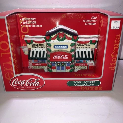 VTG 2002 Coca-Cola Eckerd Pharmacy Town Square 1st Ed Fiber Optic Lighted NEW