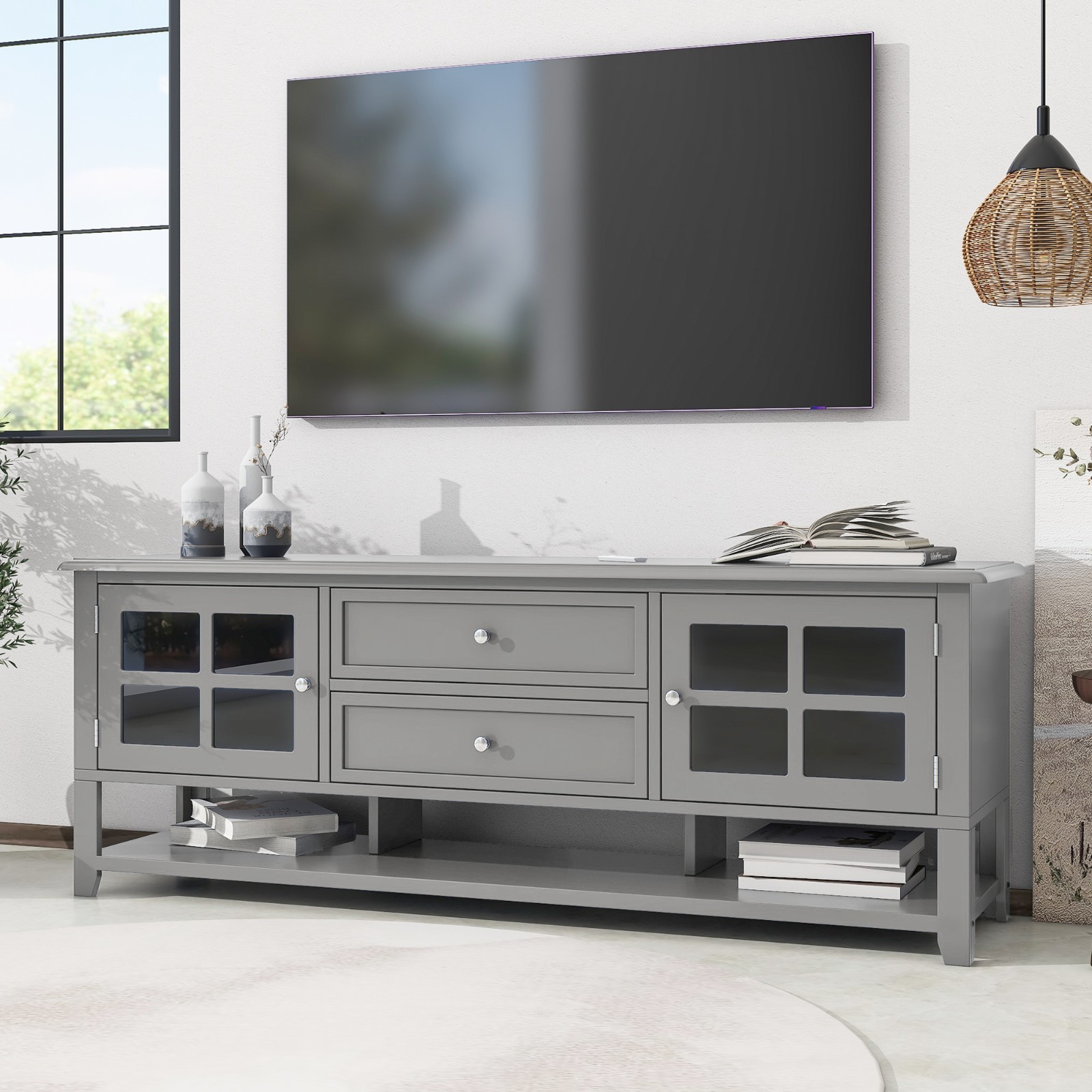 For Tvs Up To 60" Media Console Cabinet With Storage Drawer 