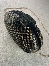 Vintage Art Deco Style Bugle Bead Crossbody Clutch Metallic Velvet Evening Bag