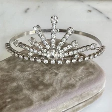 Vintage Rhinestone Crown Tiara Headband Pageant Wedding Bridal Hair Accessory