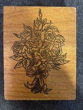 Vintage Bouquet Of Roses Wood Mounted Rubber Stamp