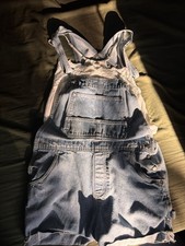 Vintage Hand Embroidered Denim Short Overall Shortalls
