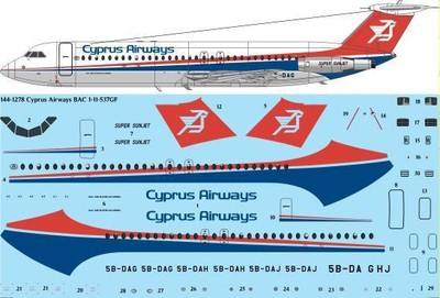 26Decals 144-1278 1/144 Cyprus Airways BAC 1-11-537FG Laser decal Mark 1 Models