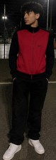 Nike Jungen Trainingsjacke Jacke rot/schwarz Rei&szlig;verschluss Langarm Gr&ouml;&szlig;e 10