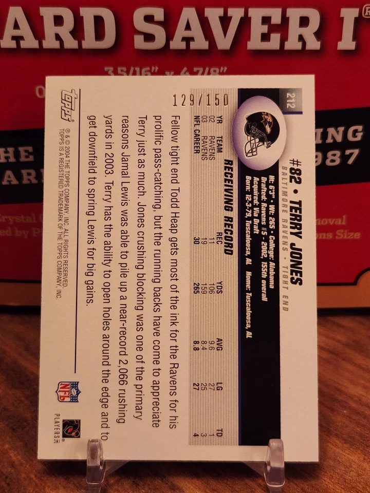 2004 Topps - Terry Jones #212 Black /150 Ravens - Image 2 of 2