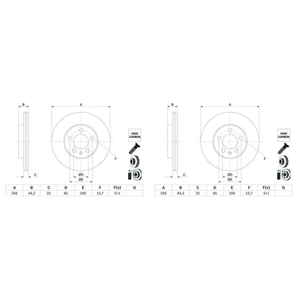 2X Bosch Bremsscheiben Ø256Mm Vorne Passend FüR Audi A1 Seat Arona Ibiza Skoda F-image