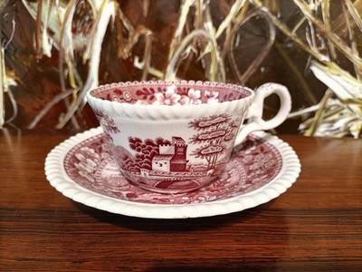 COPELAND England,  Spode´s Tower Rot, antike Tee- Kaffeetasse mit Untertasse