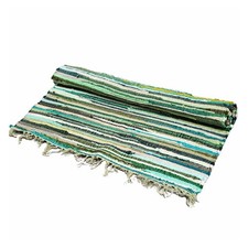 Decorative Large Rag Rug - 150x90cm - premium quality - Natural Greens