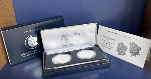 2025 Morgan & Peace Dollar Silver 99.9 Reverse Proof Two Coin Set