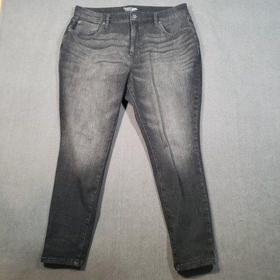 Time and Tru High Rise Curvy Jeans Womens 16 Short Black Faded Skinny Ankle