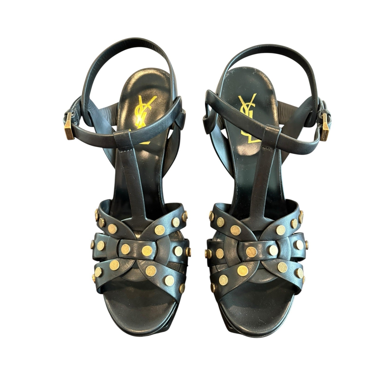 Sandali Saint Laurent tributo borchie plateau tacco 145 mm dichiarazione festa taglia 9