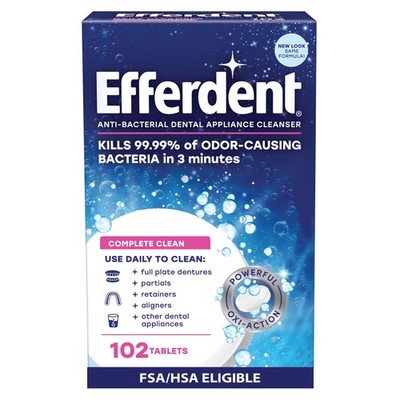 Efferdent Retainer Cleaning Tablets, Denture Cleanser Tablets for Dental Applian