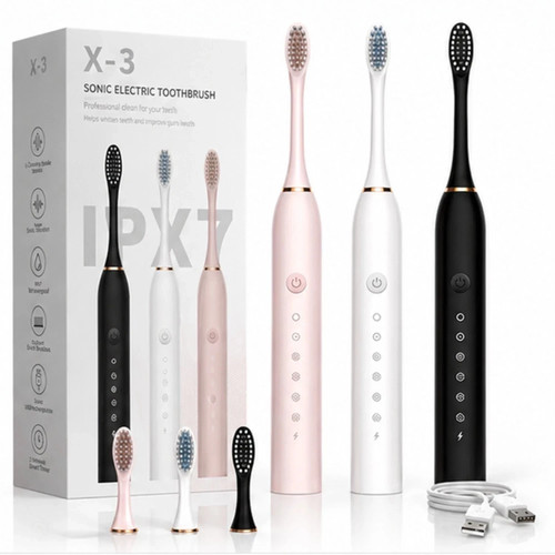 Sonic Electric Toothbrush IPX7 Waterproof USB Rechargeable 6 Modes DuPont