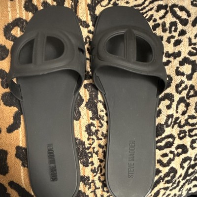 Steve Madden Black Slip-On Slide Sandals Straps Women's Size 11 Synthetic