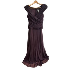 Alex Evenings 10P Dress Gown Plum Eggplant Elegant Formal Wedding Bridesmaid