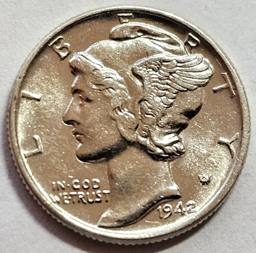 1942 Brilliant Uncirculated Silver Mercury Dime Free Shipping