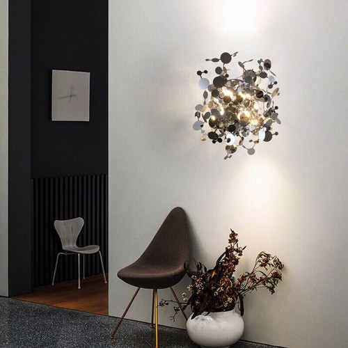 Nordic Modern LED Wall Lamp Light Stainless Steel Abstract Fancy Leaves Decor - Picture 2 of 14