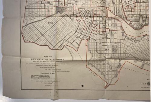 Baltimore map, Sun supplement Apr. 11, 1882, drawn by Twamley, printer Hoen & Co - Picture 3 of 5