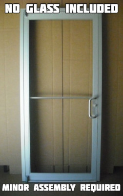 COMMERCIAL ALUMINUM STOREFRONT DOOR, FRAME & CLOSER, 3'0'' x 7'0'', CLEAR FINISH