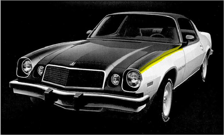 75 Chevrolet Camaro LH Lower Front Fender Red Tape 3-Stripe Decal