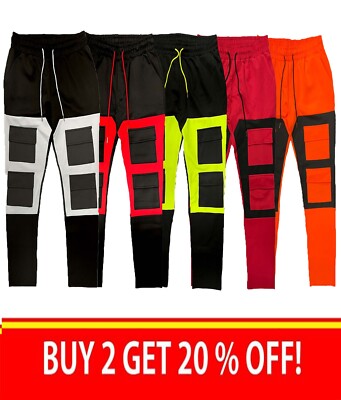 Mens Cargo Track Pants Joggers Stretched Casual Active Sports USA SIZE S-3XL
