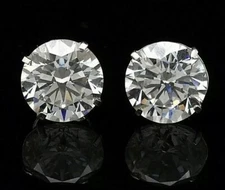 8 Ct Round Cut VVS1/D Lab Created Big Stud Earring 14k White Gold 10mm Push Back