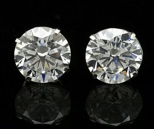 Boucles d'oreilles clous solitaire coupe ronde 8,00 ct VVS1/D créé en laboratoire or blanc 14 carats 10 mm - Photo 1 sur 8