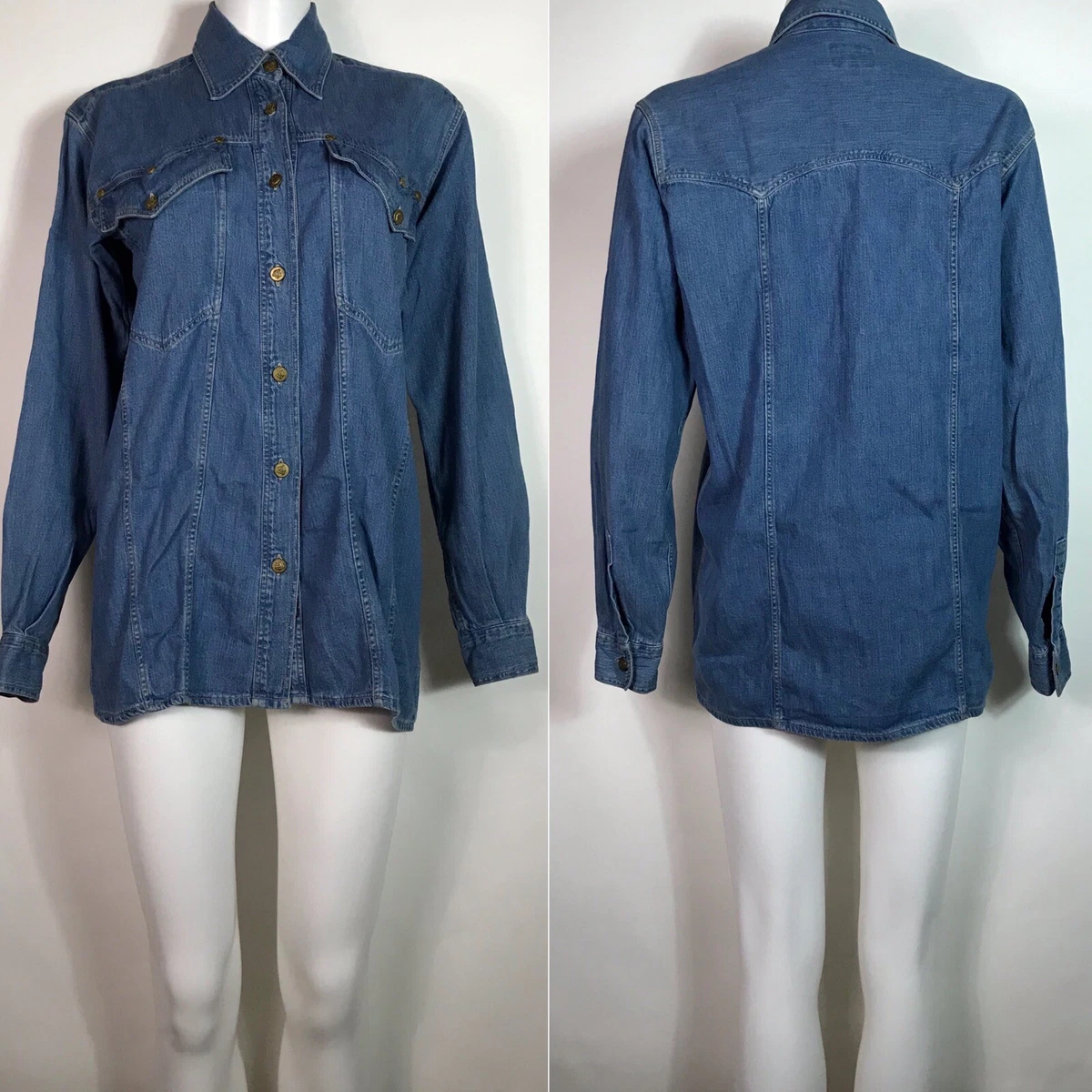 Versace Medusa-buttoned denim shirt - Blue