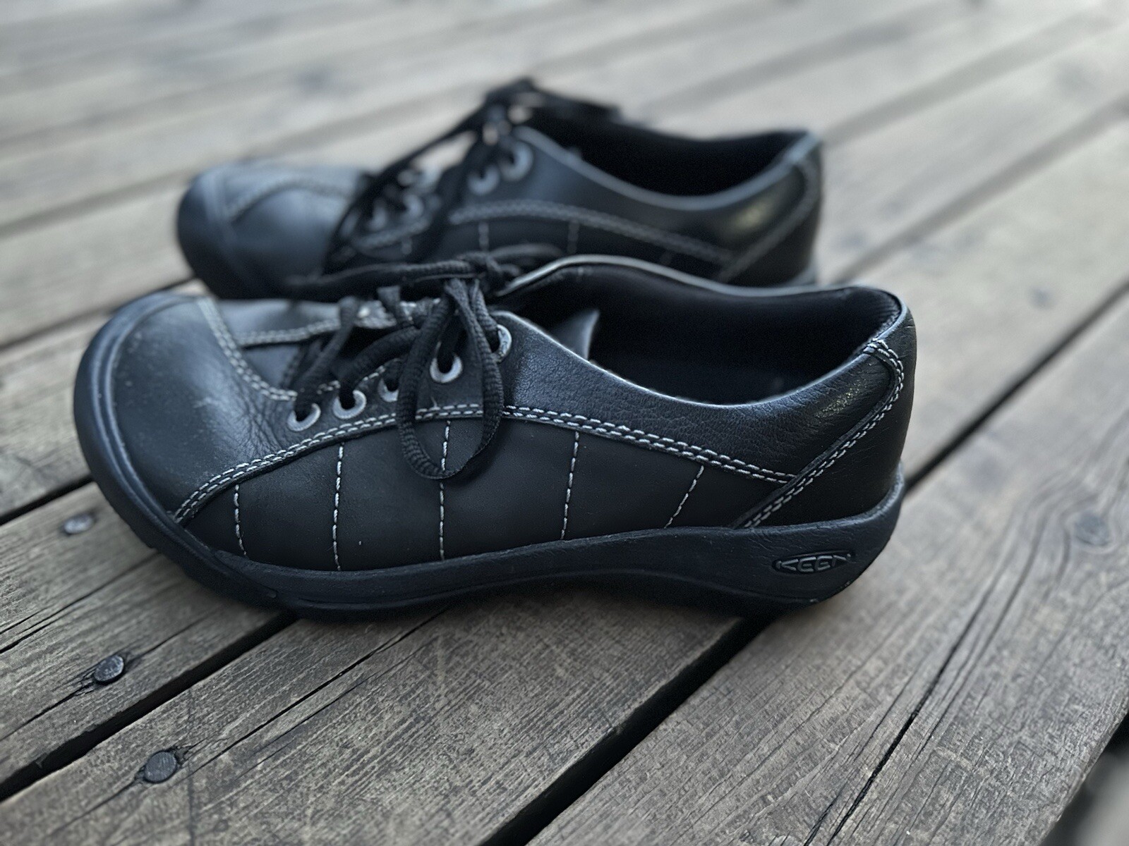 Scarpe sneakers Keen donna Presidio nere in pelle escursionismo passeggio misura 6 5