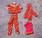 VTG Barbie Clothes Red Daisy Pajamas Gold Metallic Cover Up Talking Barbie Dress