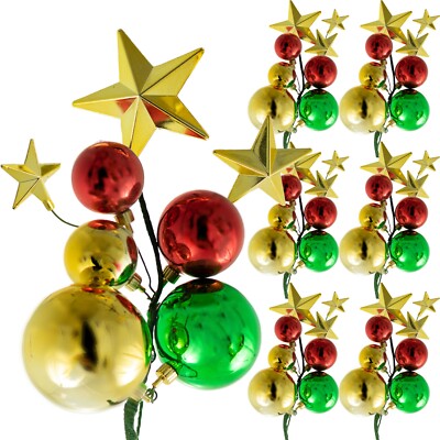 Multi-Color Christmas Ball Ornament Clusters with Gold Stars, Set of 6, San Jose