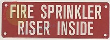 FIRE Sprinkler Riser Inside Sign RED, Reflective, Aluminum 2X6-REF24-1027