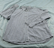 Canali Shirt Mens 17 Black White Striped Barrell Cuffs Button Down Pointed Italy